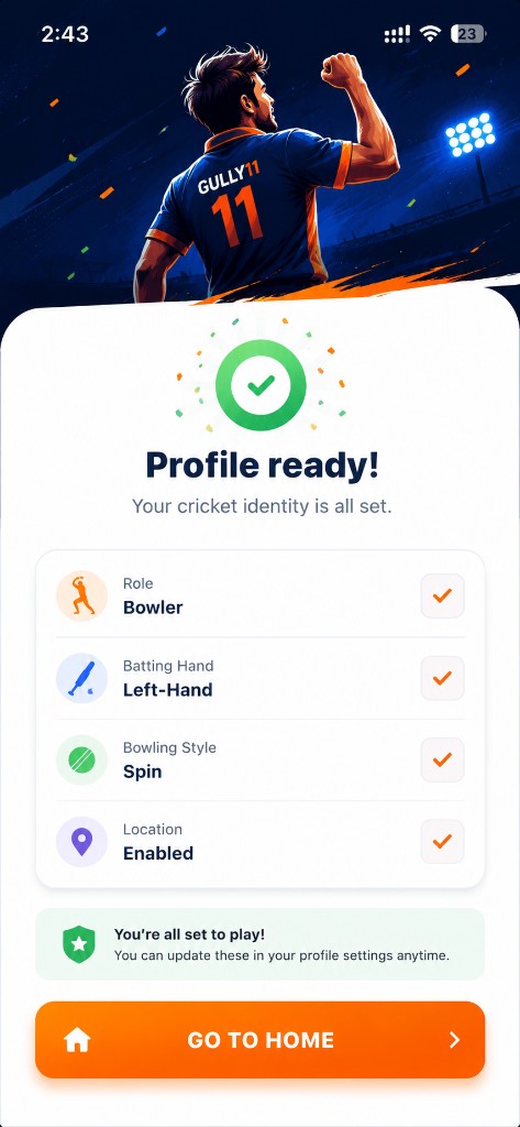 Profile setup complete